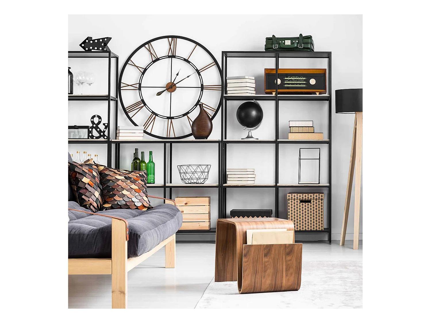 Reloj de Pared Vintage Negro/Bronce Ø60cm Thinia Home