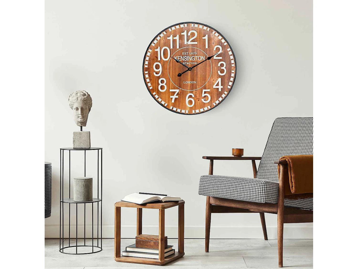 Reloj de Pared Vintage Madera Oscura Ø60cm Thinia Home