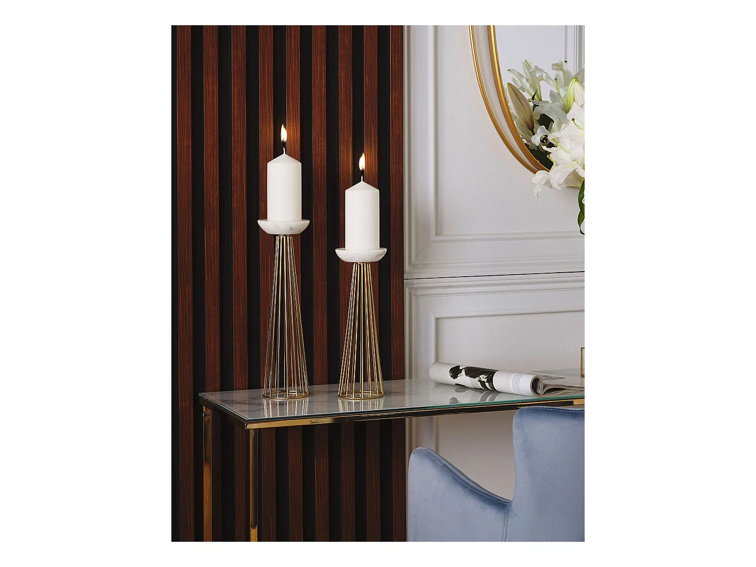 Lot de 2 bougeoirs PORONG Métal 35/30 cm Doré