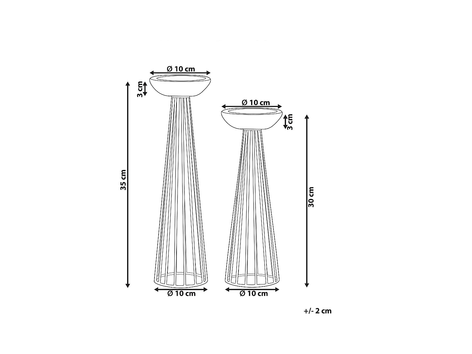 Lot de 2 bougeoirs PORONG Métal 35/30 cm Doré