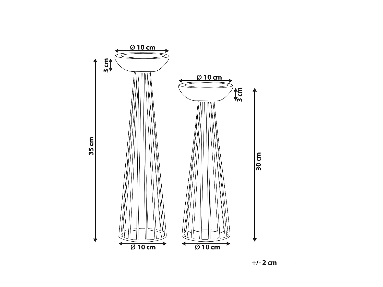 Lot de 2 bougeoirs PORONG Métal 35/30 cm Doré