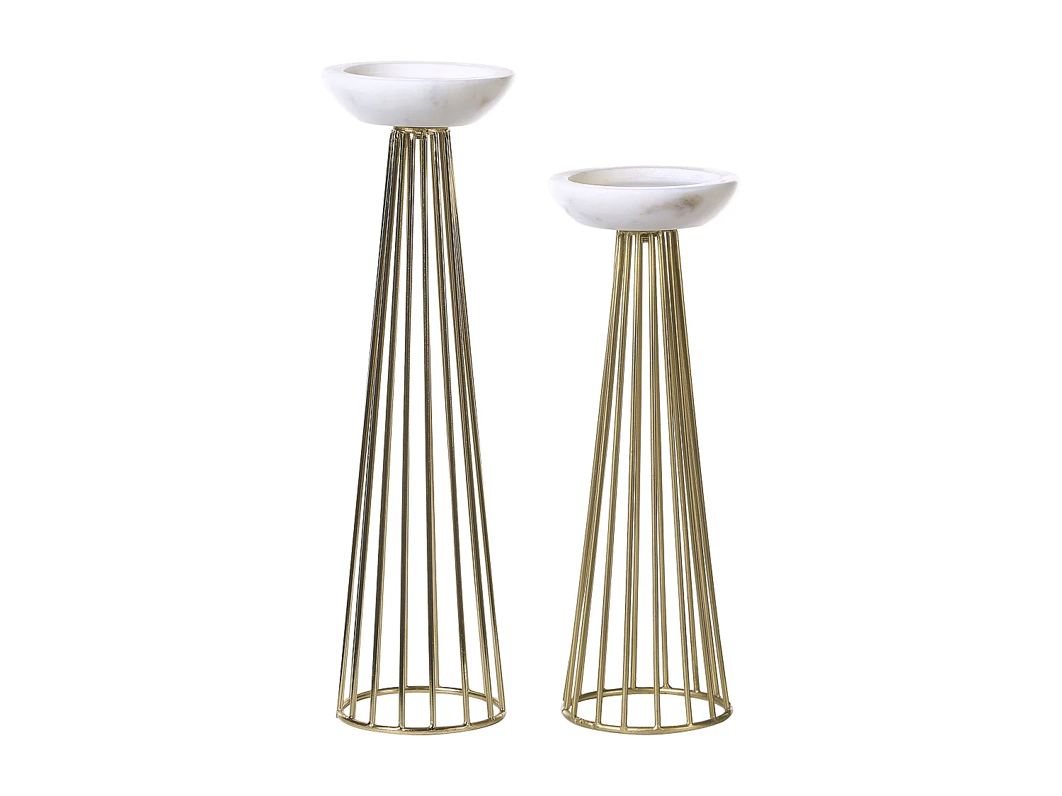 Kerzenständer 2-er Set Eisen gold Marmor weiß Tischdeko Glamourös Modern Porong