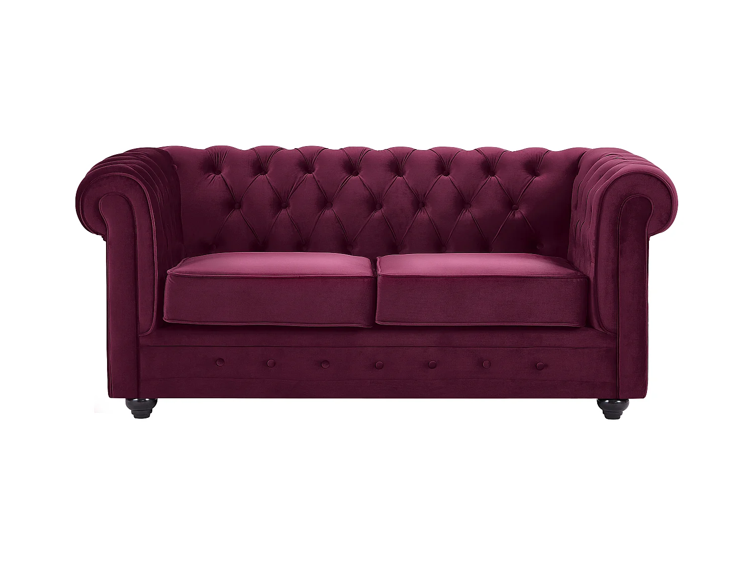 Canapé 2 places velours pourpre CHESTERFIELD