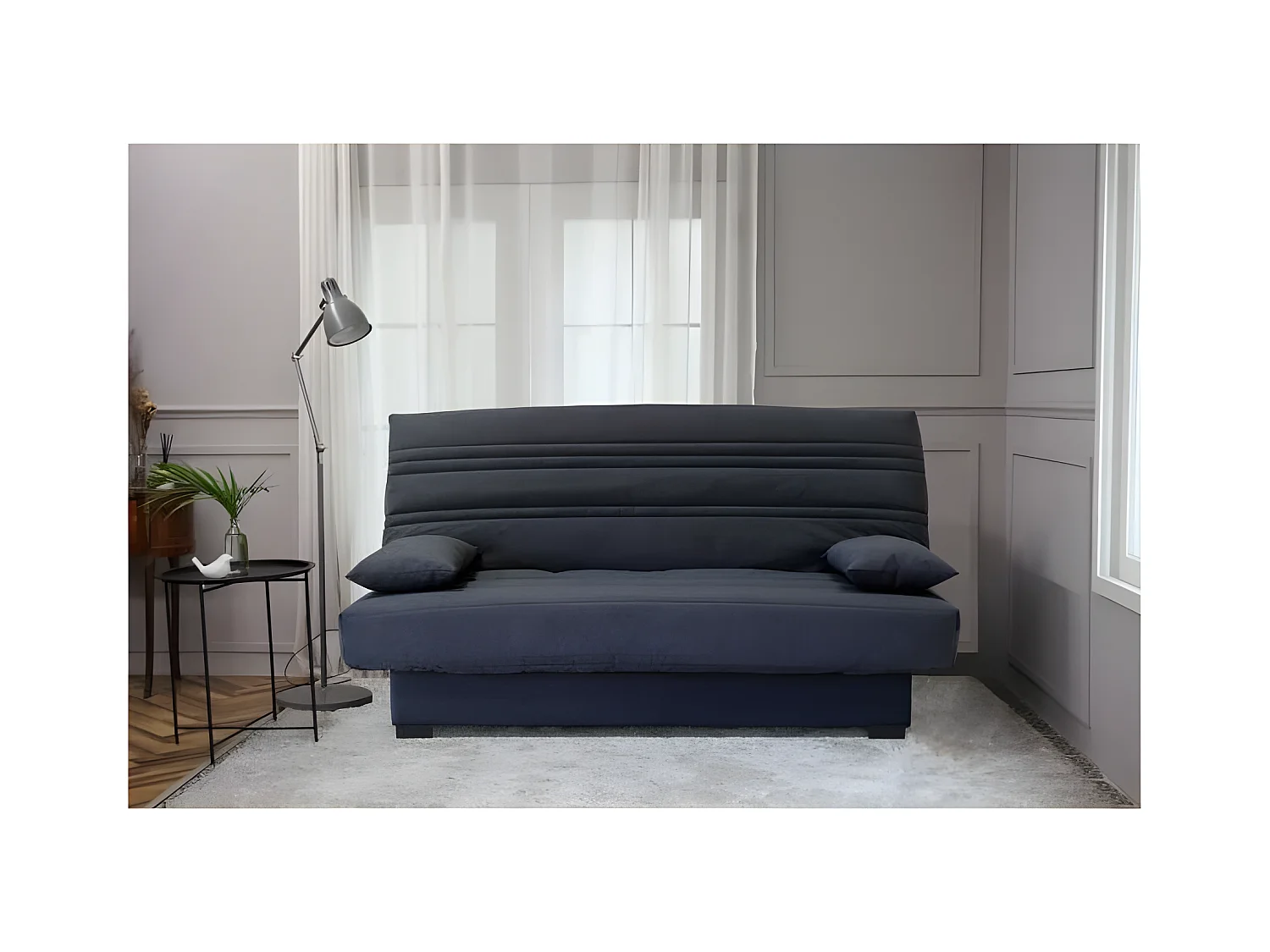 Banquette clic clac 3 places - Matelas 17 cm - Tissu gris anthracite - L199 x P96 x H103 cm - CHLoe