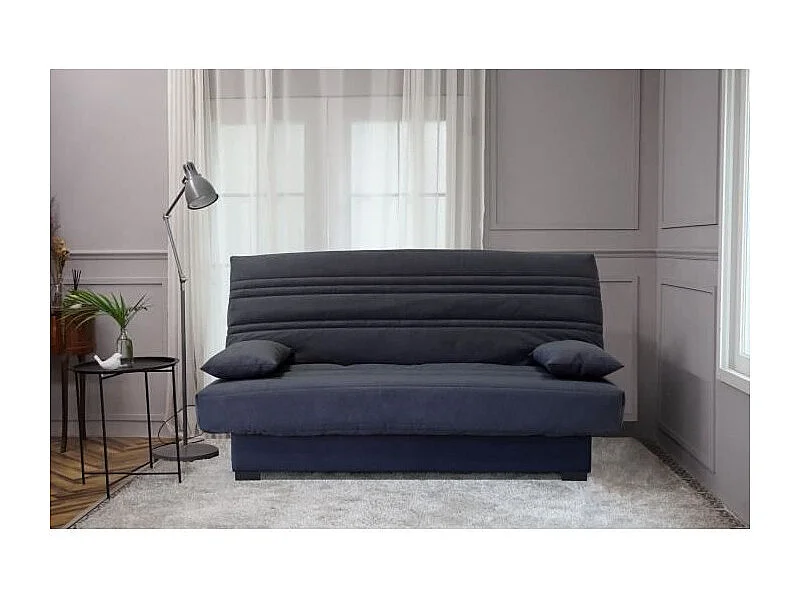 Banquette clic clac 3 places - Matelas 17 cm - Tissu gris anthracite - L199 x P96 x H103 cm - CHLoe