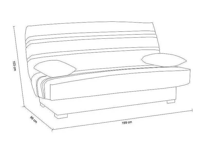 Banquette clic clac 3 places - Matelas 17 cm - Tissu gris anthracite - L199 x P96 x H103 cm - CHLoe