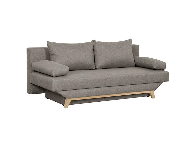 Banquette Convertible 3 Places TEIJO avec Coffre de Rangement - Tissu Taupe