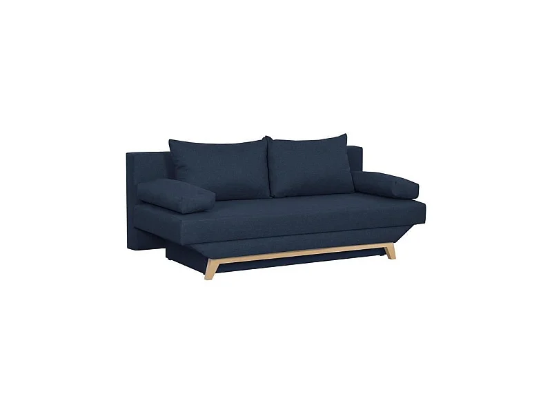 TEIJO Banquette convertible 3 places avec coffre de rangement - Tissu Bleu - L 190 x P 84 x H 92 cm