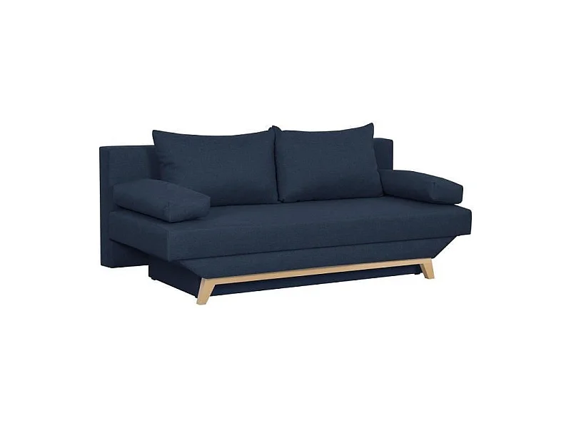 TEIJO Banquette convertible 3 places avec coffre de rangement - Tissu Bleu - L 190 x P 84 x H 92 cm