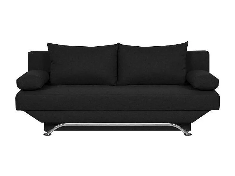 3-zits slaapbank met opbergvak - Zwarte stof - 187 x 91 x 82 cm - TEIJO