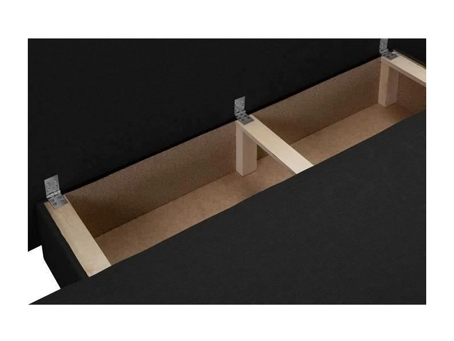 TEIJO Banquette convertible 3 places avec coffre de rangement - Tissu Noir - L 190 x P 84 x H 92 cm