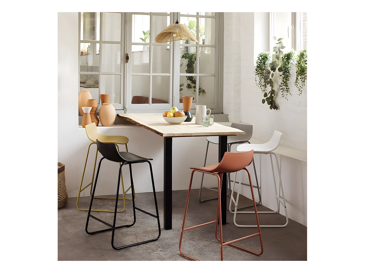 Tabouret de bar Gris pieds en métal H 82 cm