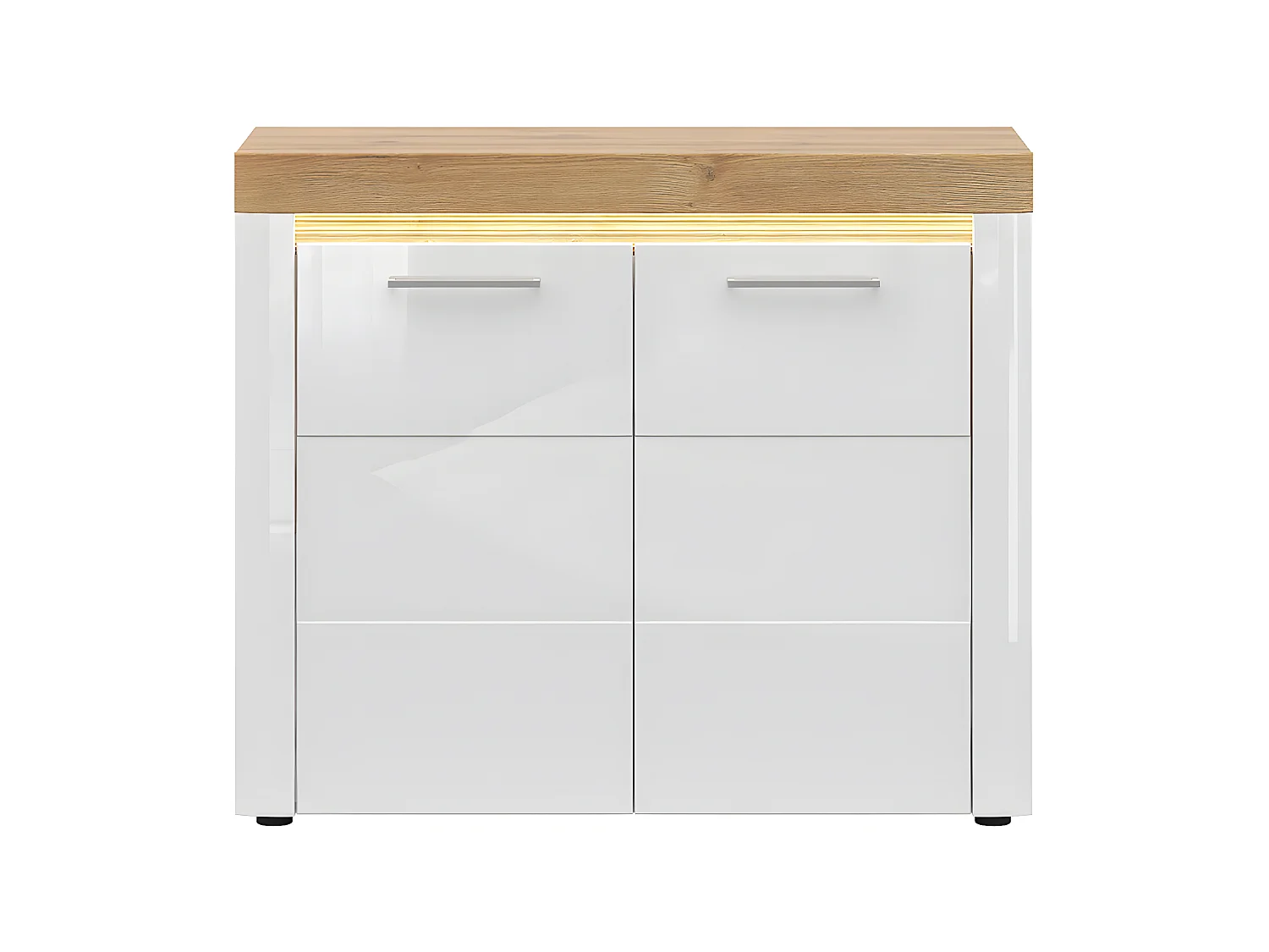 Aparador 2 portas Nara branco e madeira 90cm