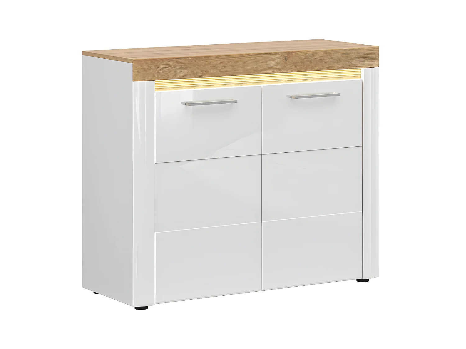 Buffet 2 portes avec LED Nara Blanc et Bois