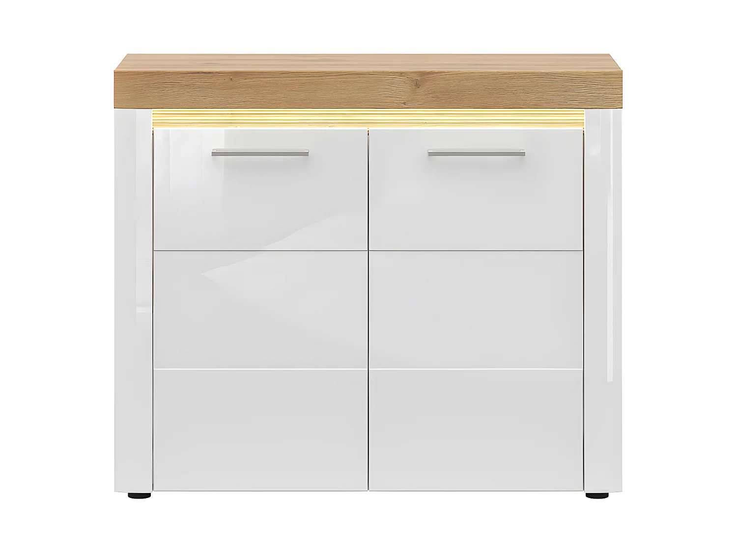 Buffet 2 portes avec LED Nara Blanc et Bois