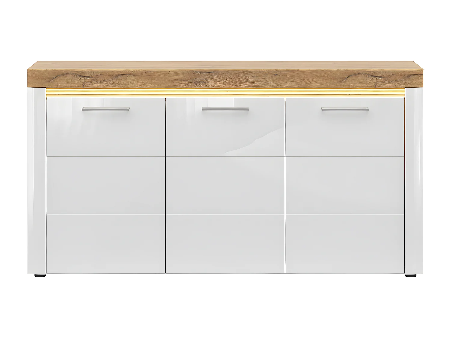 3-deurs dressoir met LED Nara Wit en Hout