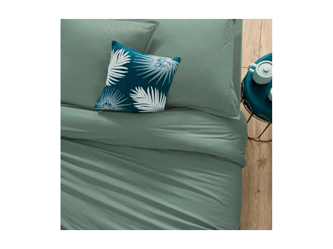 Drap housse 2 Personnes en Coton Vert céladon 140 x 190 cm