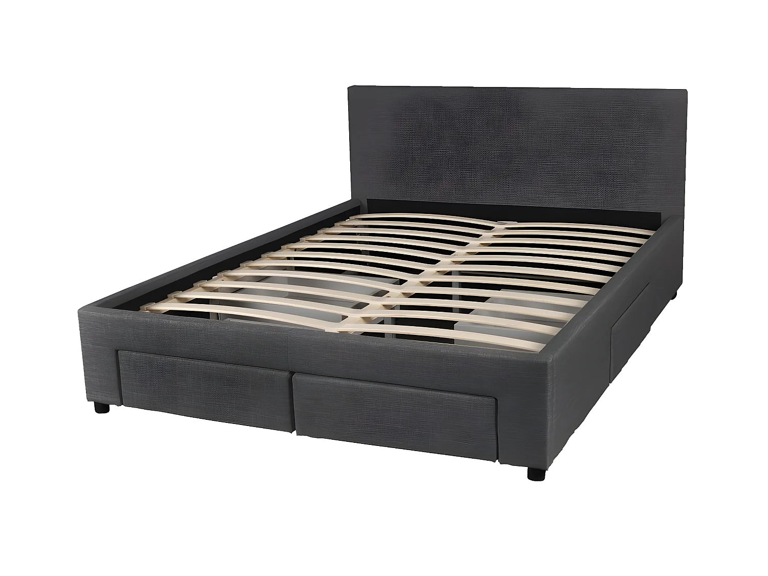 Lit LUGANO 140x190 + 1 sommier + 4 tiroirs / Gris foncé