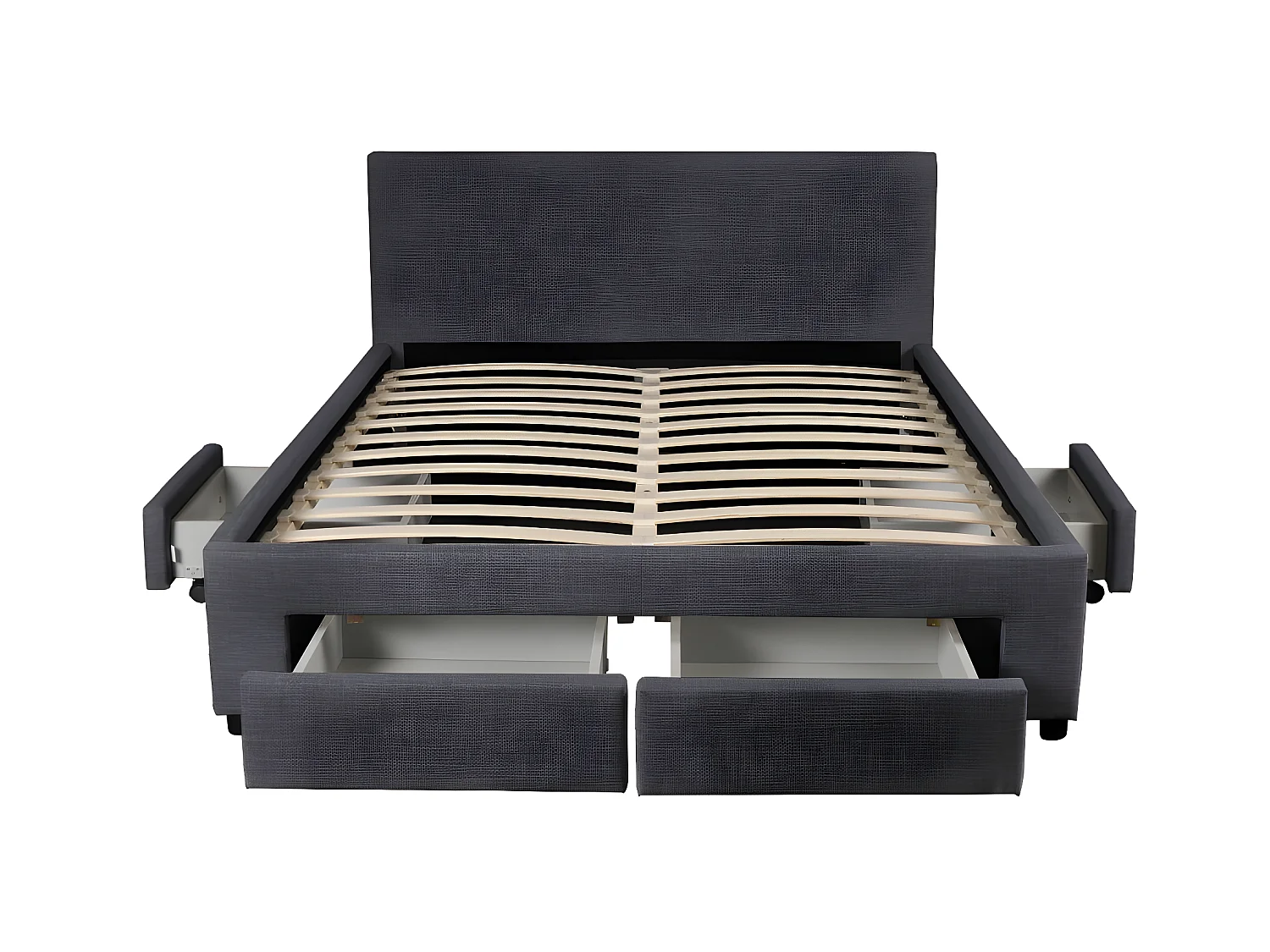 Lit LUGANO 140x190 + 1 sommier + 4 tiroirs / Gris foncé