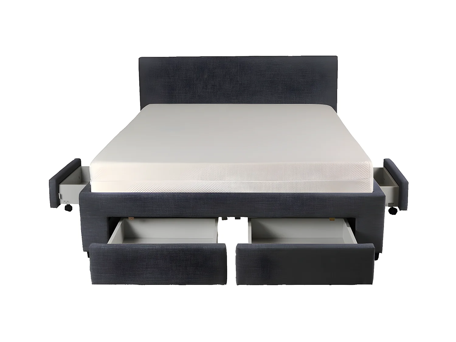 Lit LUGANO 140x190 + 1 sommier + 4 tiroirs / Gris foncé