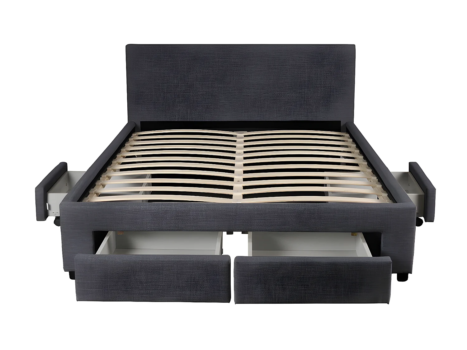 Lit LUGANO 140x190 + 1 sommier + 4 tiroirs / Gris foncé