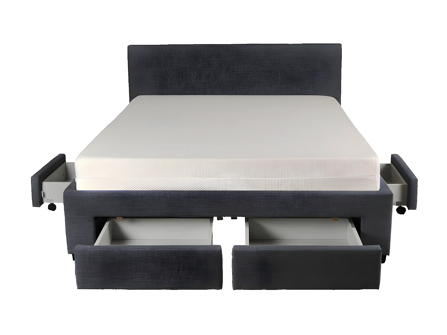 Lit LUGANO 140x190 + 1 sommier + 4 tiroirs / Gris foncé