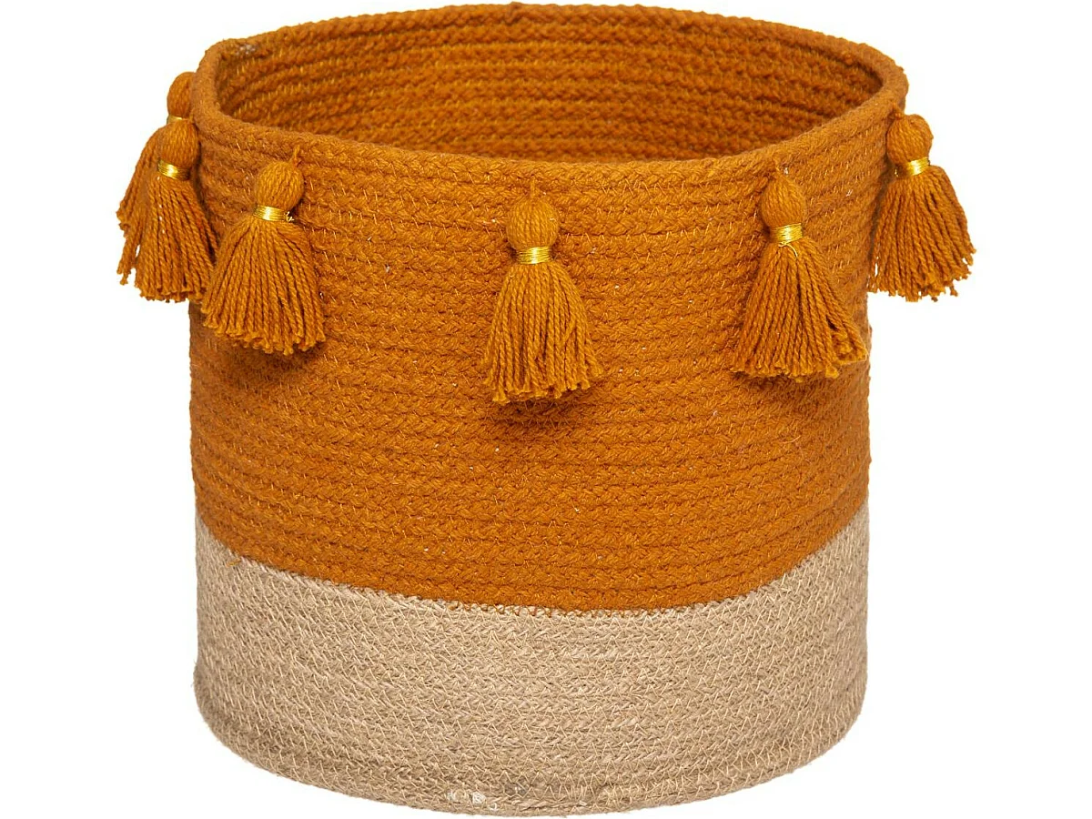 Set de 3 Paniers de rangement en Jute et Coton avec Pompons
