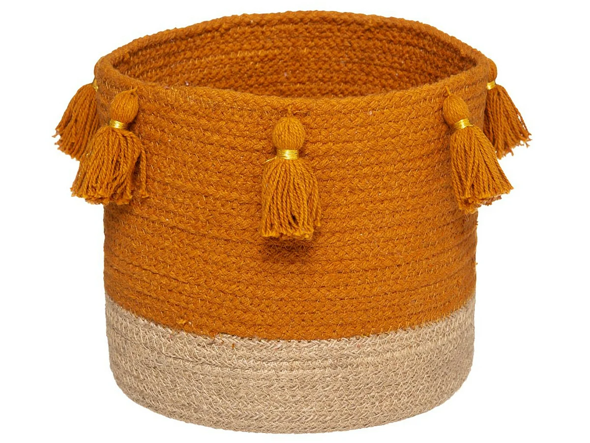 Set de 3 Paniers de rangement en Jute et Coton avec Pompons