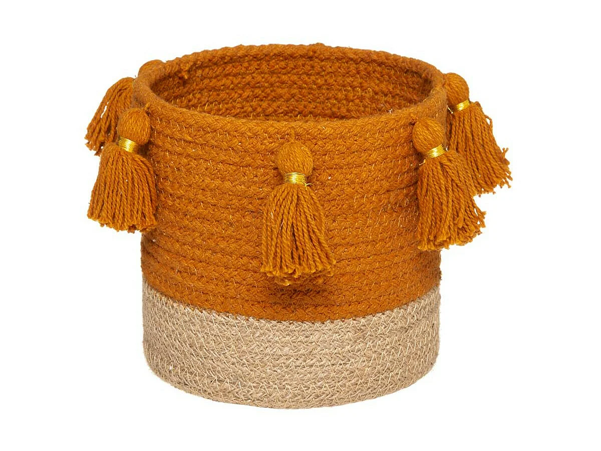Set de 3 Paniers de rangement en Jute et Coton avec Pompons