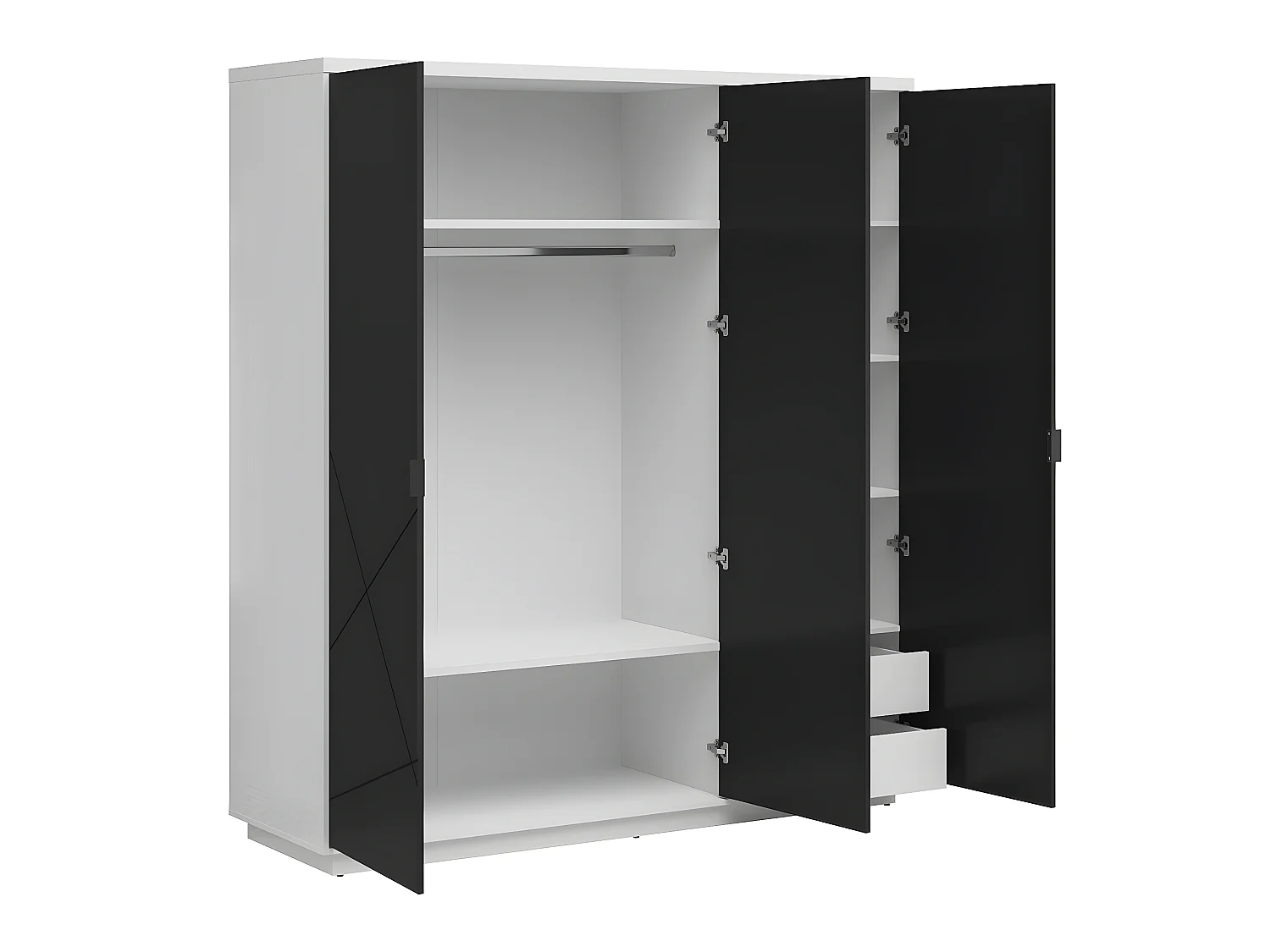 Armadio 3 ante Sven bianco e nero 200cm