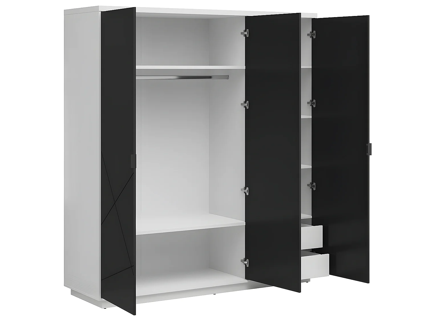 Armoire 3 portes Sven Noir et Blanc