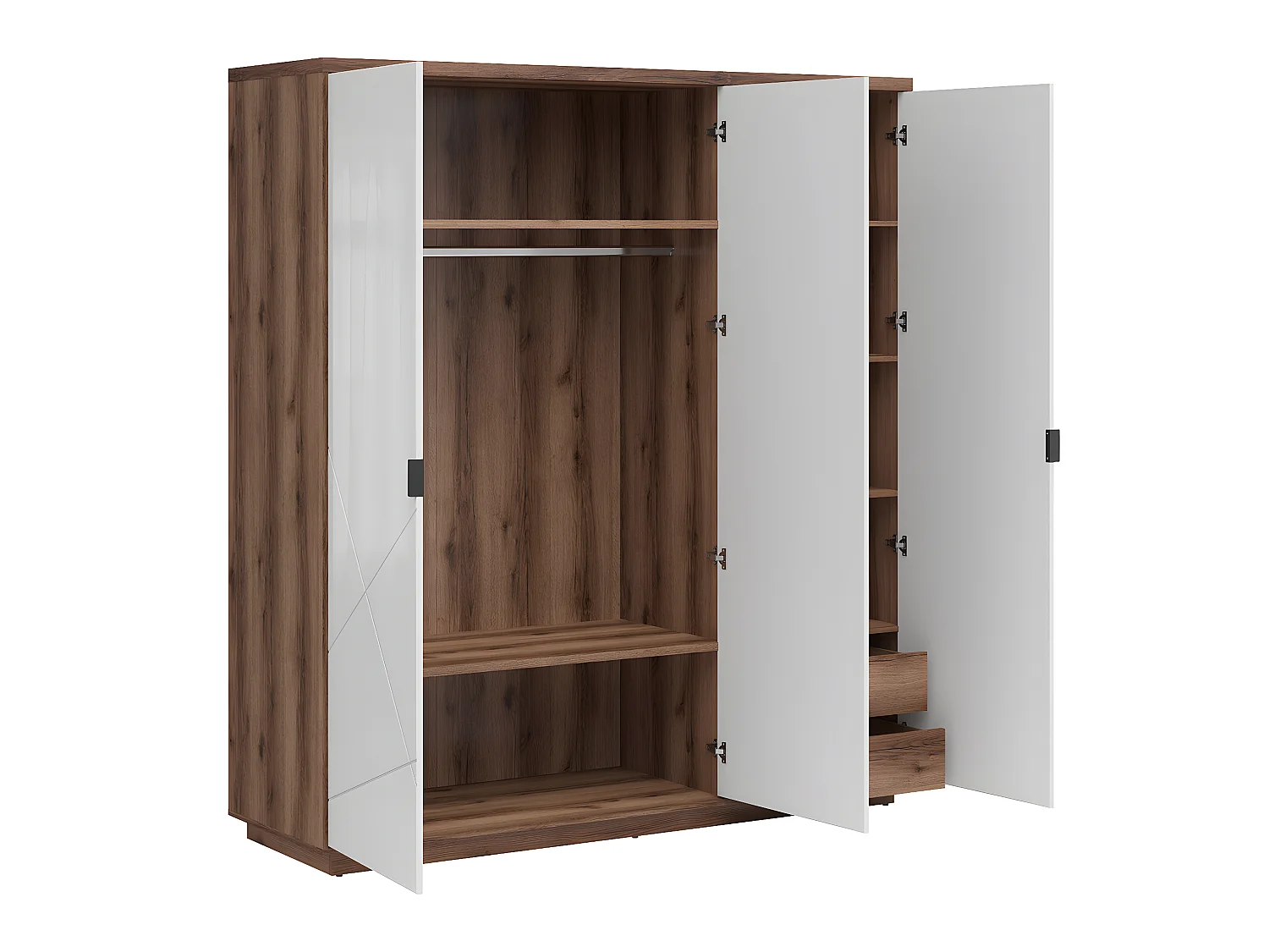 Armadio 3 ante Sven marrone e bianco 200cm