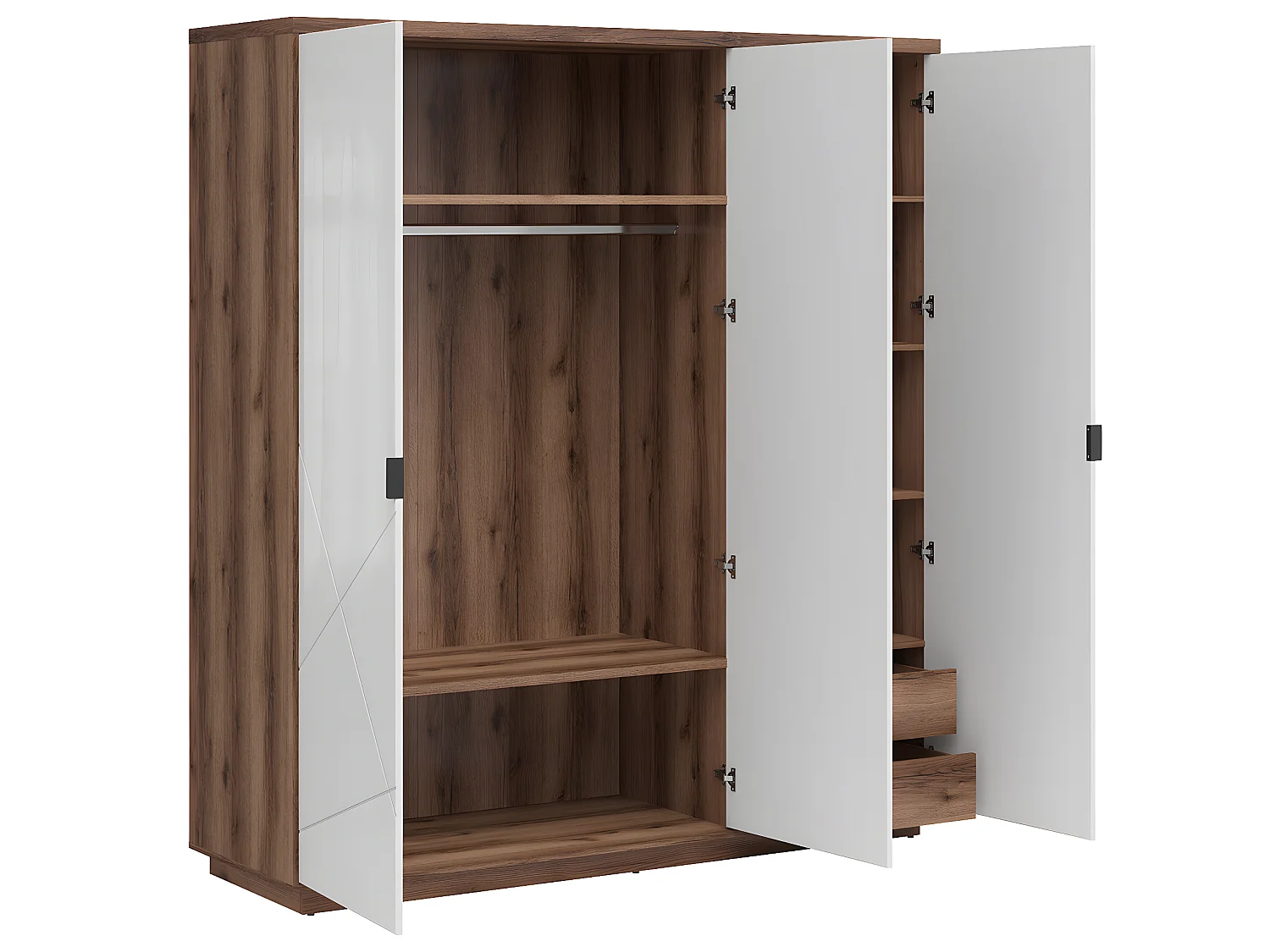 Armoire 3 portes Sven Blanc et Bois