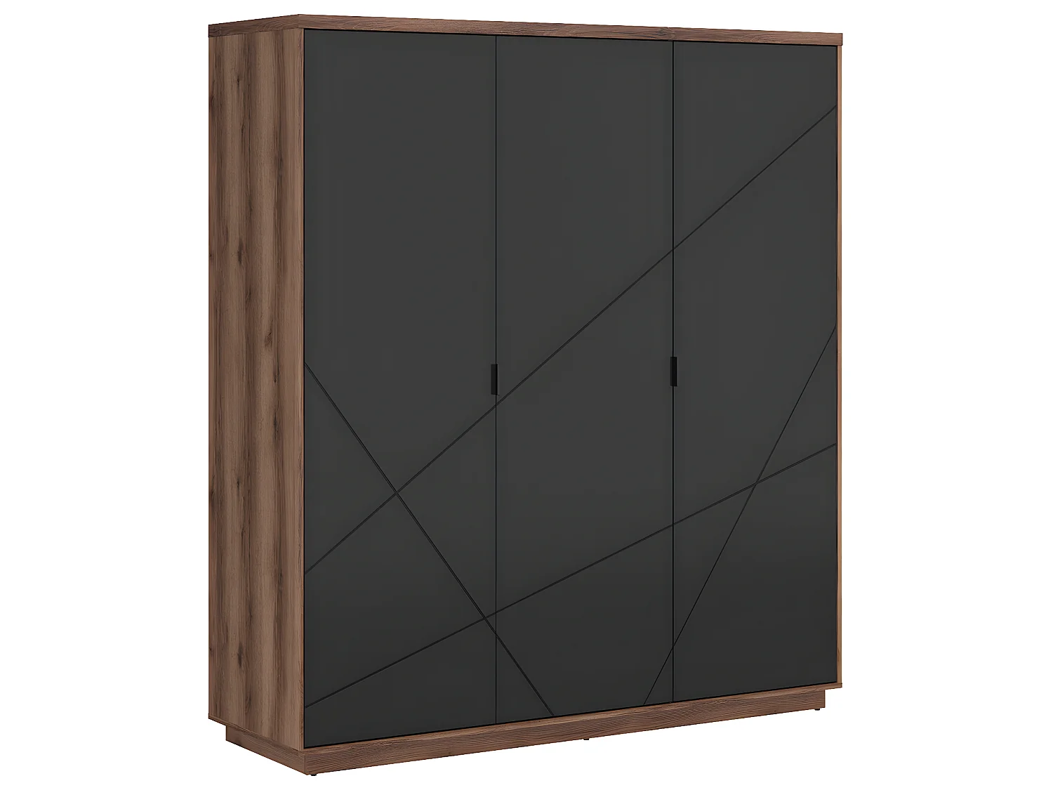 Armoire 3 portes Sven Noir et Bois