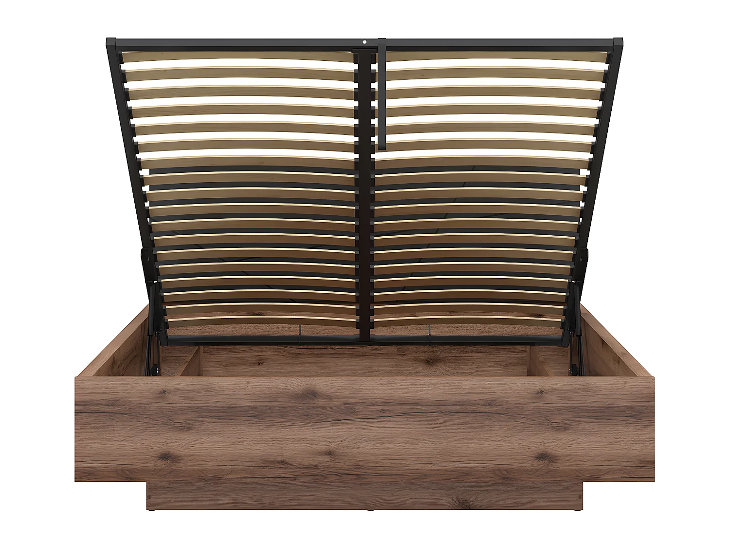 Lit coffre 160x200 sommier inclus Sven Noir et Bois