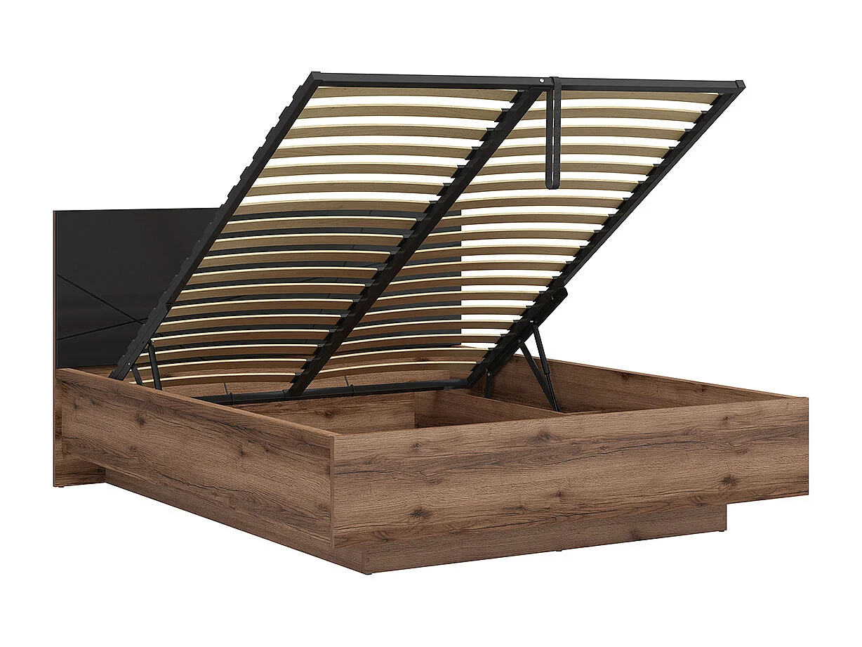 Letto con contenitore con base Sven nero e marrone 160x200