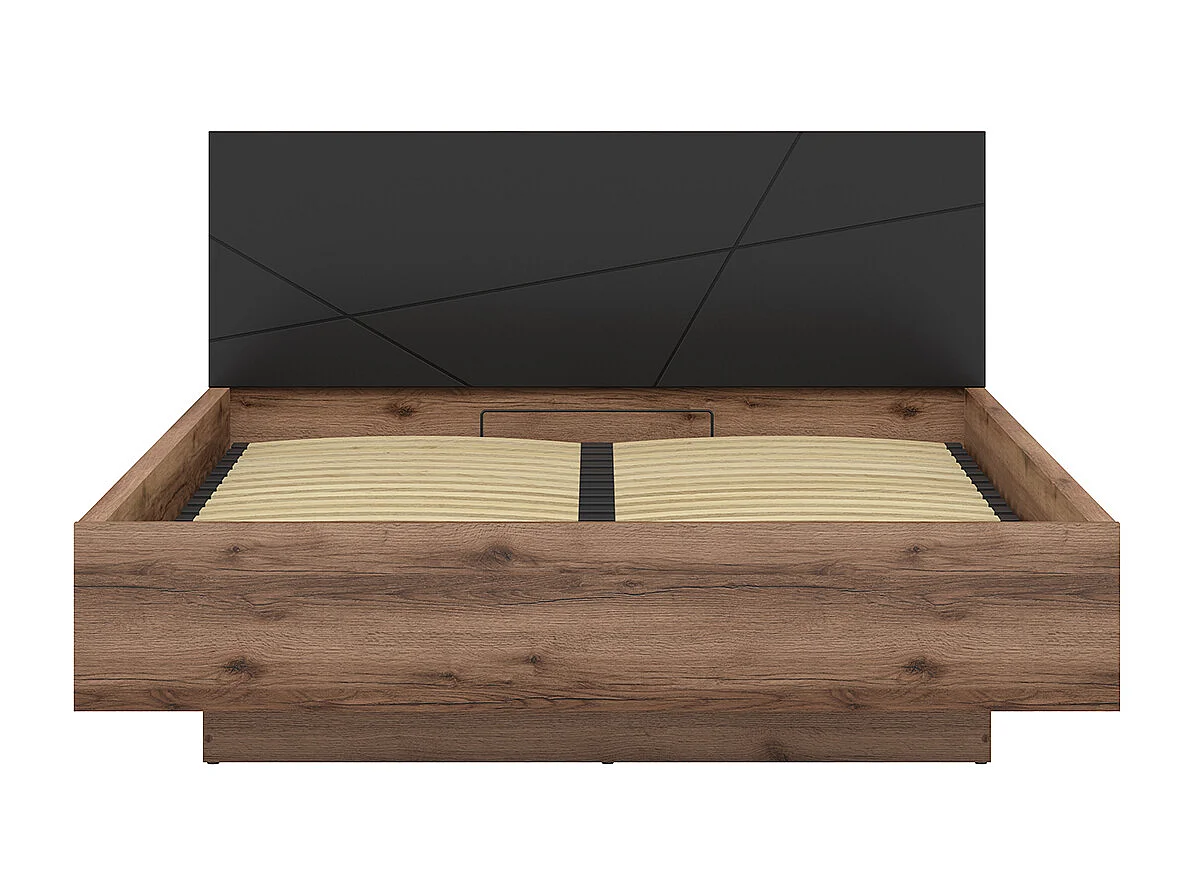 Letto con contenitore con base Sven nero e marrone 160x200