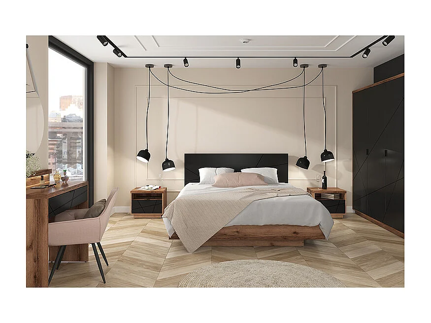 Letto con contenitore con base Sven nero e marrone 160x200