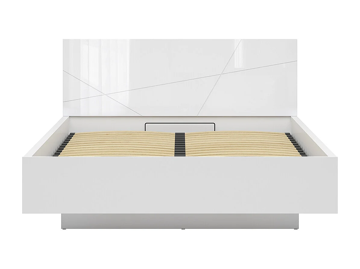 Lit coffre 160x200 sommier inclus Sven Blanc