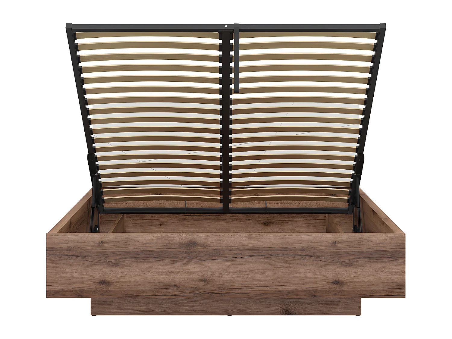 Lit coffre 160x200 sommier inclus Sven Blanc et Bois