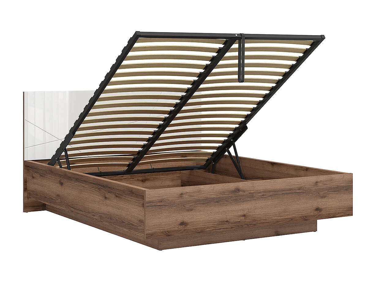 Sven White and Wood 160x200 box bed with box spring