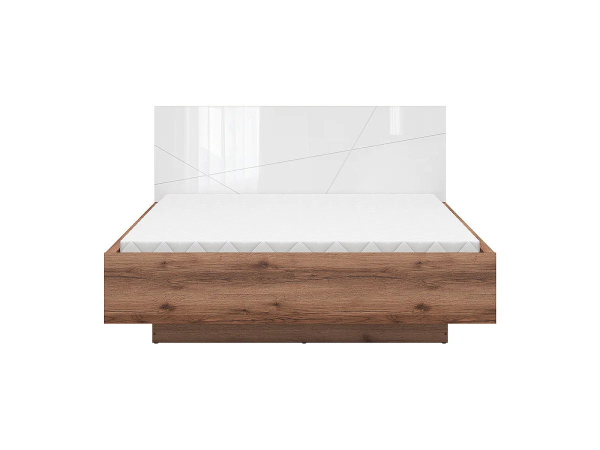 Lit coffre 160x200 sommier inclus Sven Blanc et Bois