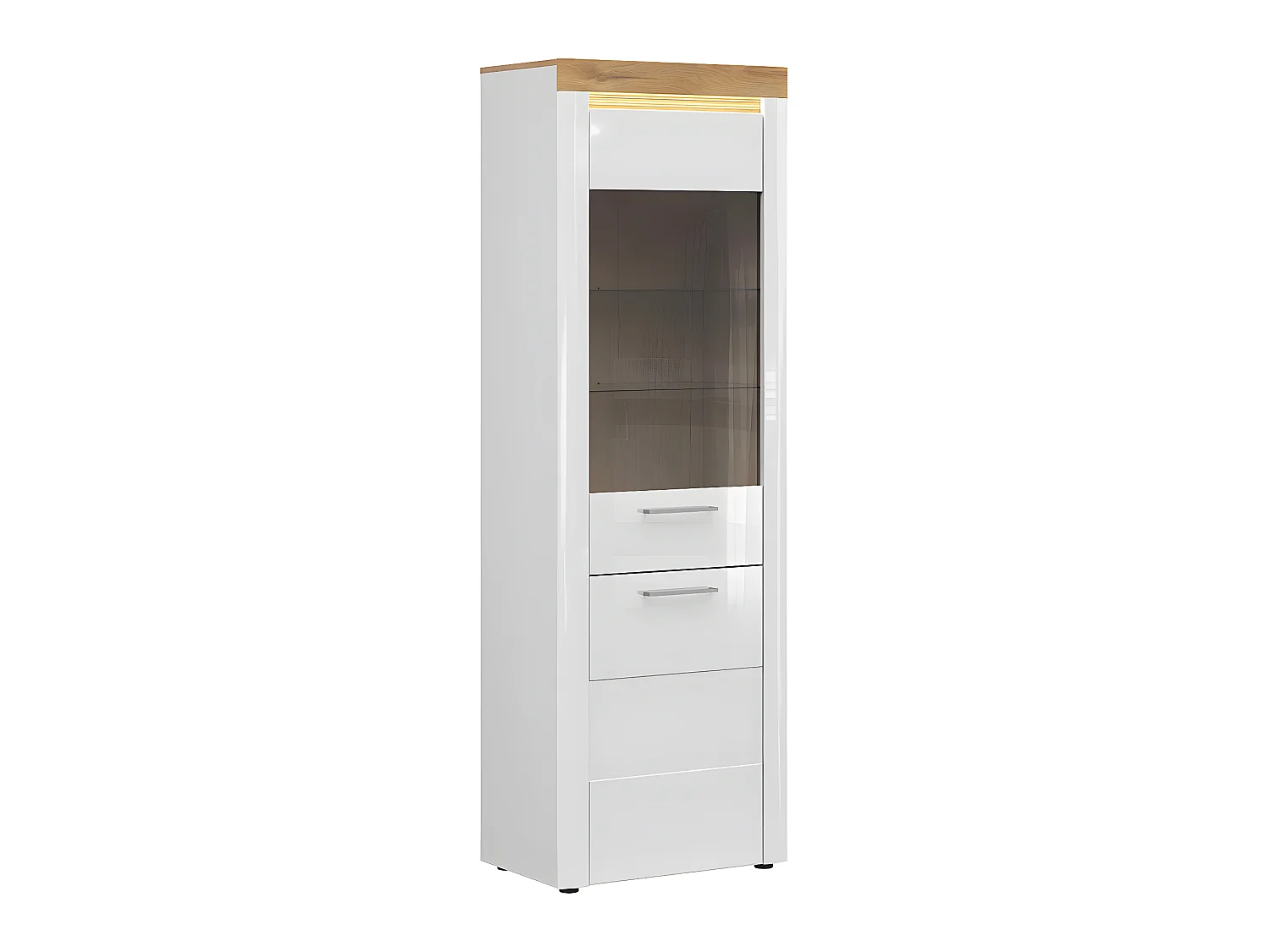 Vitrine 2 portes avec LED Nara Blanc et Bois