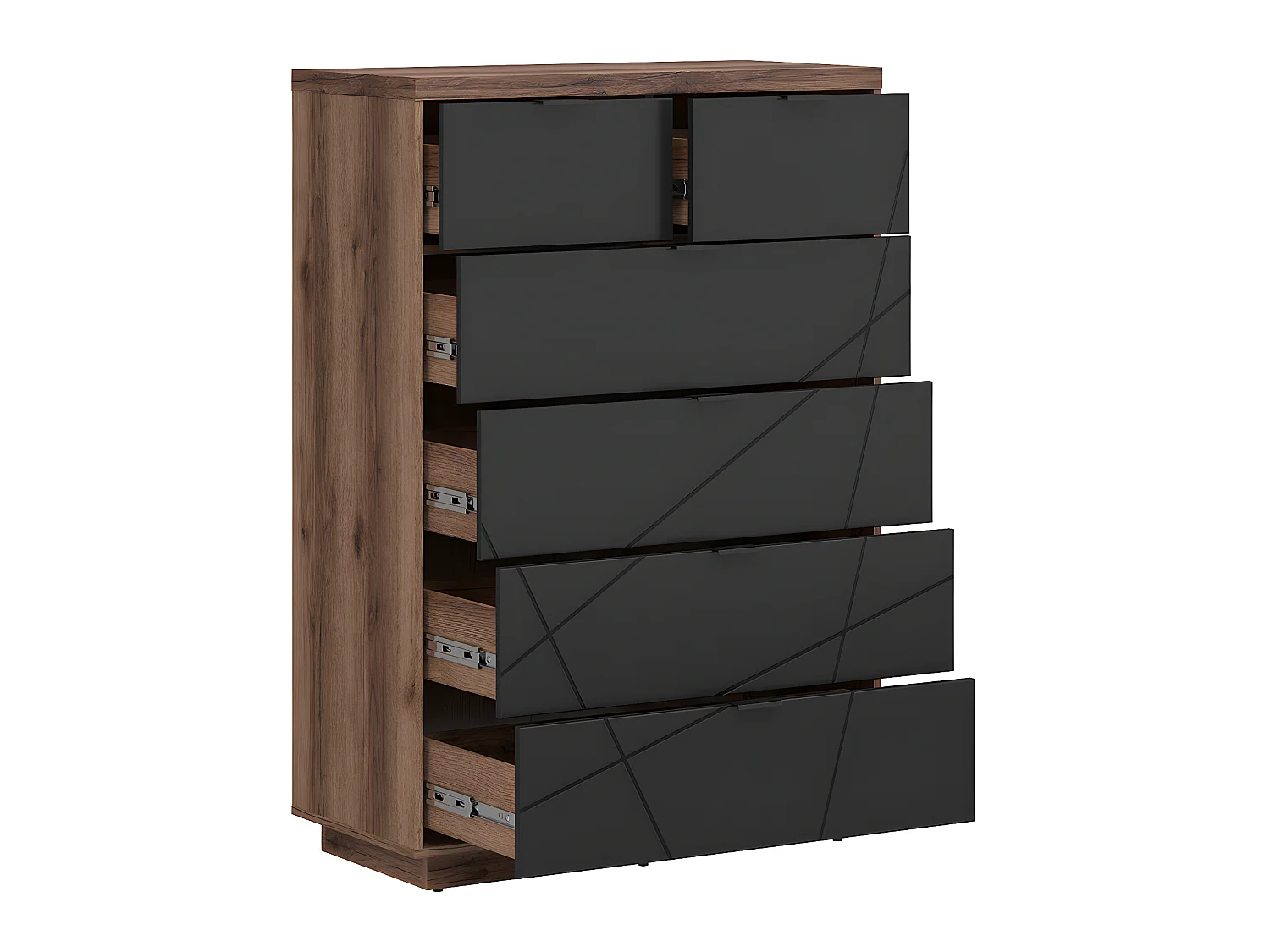 Sven Zwart en Hout 6-ladekast