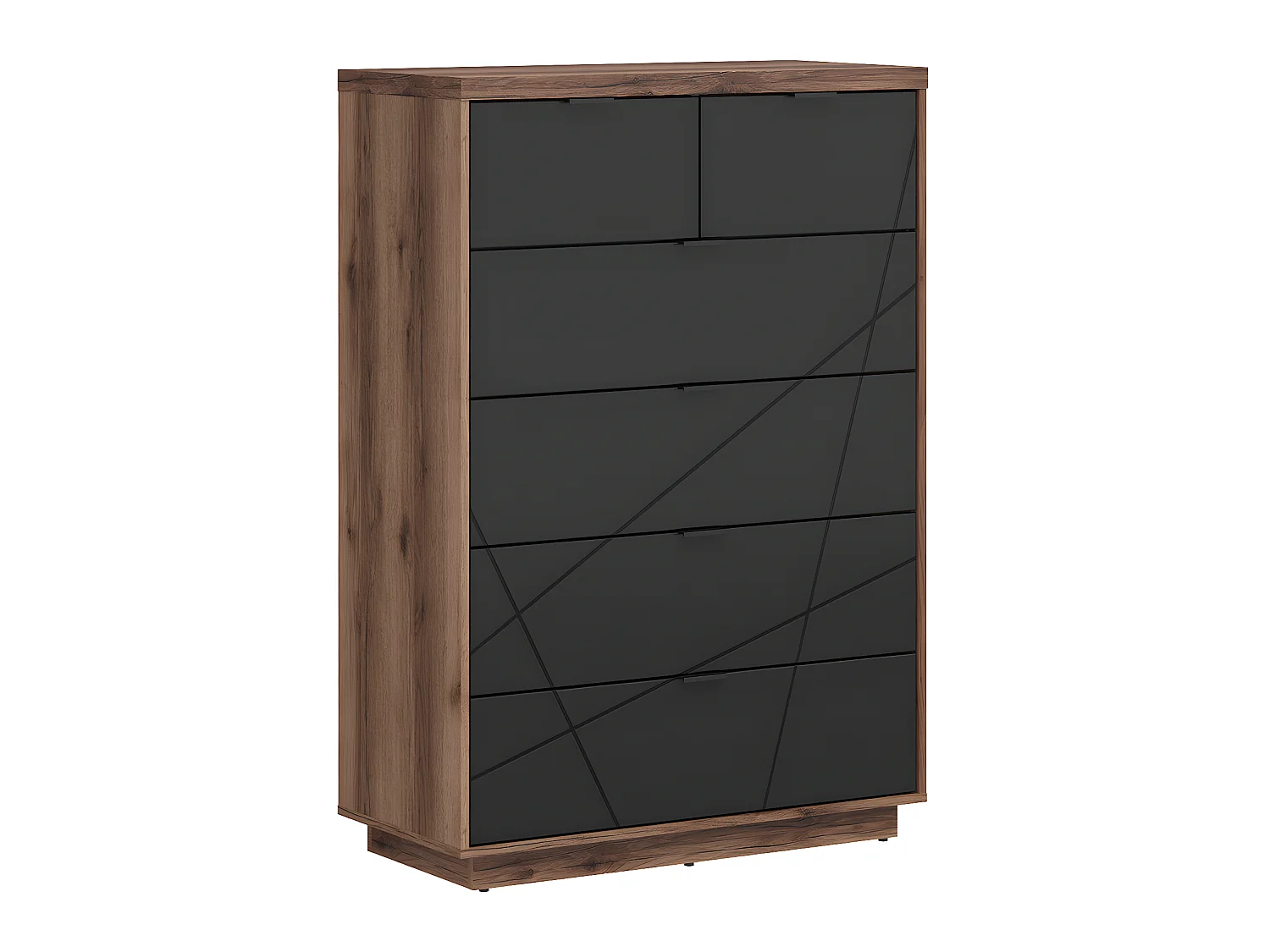 Commode 6 tiroirs Sven Noir et Bois