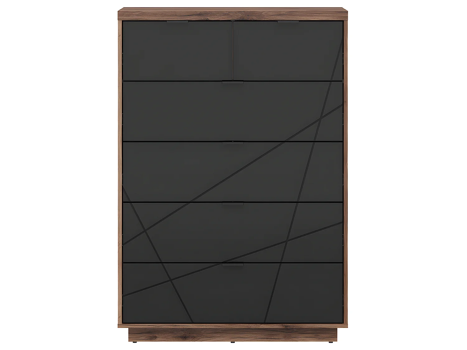 Commode 6 tiroirs Sven Noir et Bois