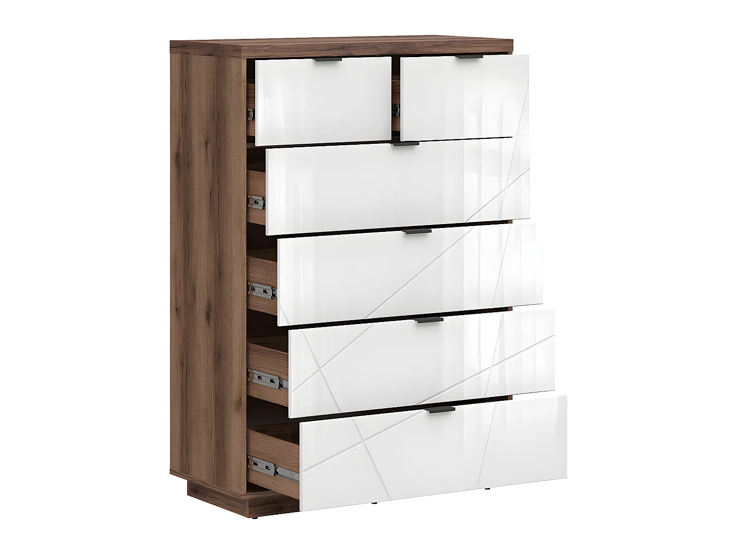 Cómoda Sven branco e madeira 130cm