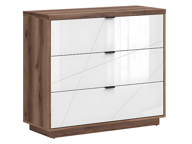 Cómoda 3 gavetas Sven branco e madeira 93cm