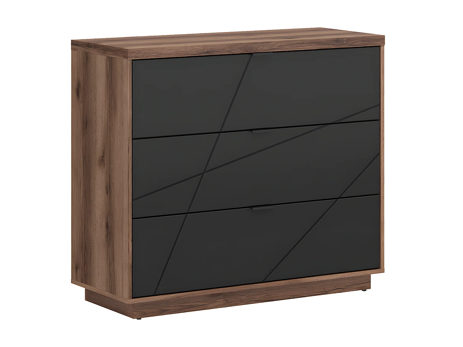 Commode 3 tiroirs Sven Noir et Bois