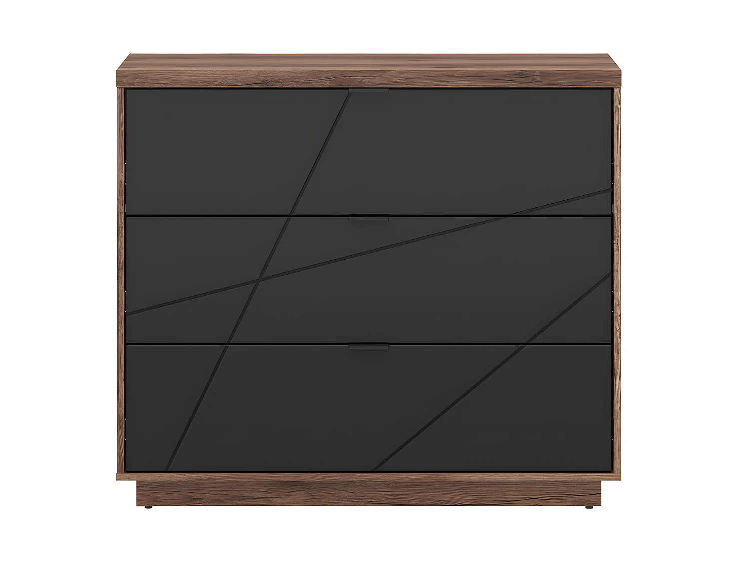 Commode 3 tiroirs Sven Noir et Bois